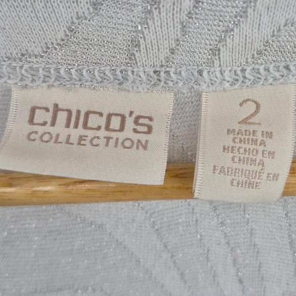 Chicos Collection Size 2/12 Metallic Zebra Animal Print Duster Cardigan Silver - Picture 7 of 13